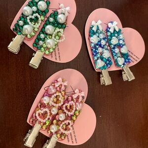 Hand Crafted Chic Beaded Creasless Hair Clips Set -
